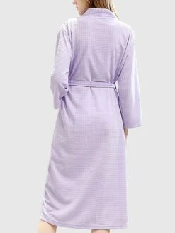 Women's Pajamas Robes Gown Pure Color Simple Soft Wedding Party Polyester Stand Collar Long Sleeve Pocket Fall Winter Light Blue White -Ladies Pajamas Store imzcgb1692182975394