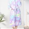 Women's Robe Bathrobe Robes Gown Star Simple Casual Soft Home Daily Bed Polyester Warm Hoodie Long Sleeve Fall Winter Black Purple