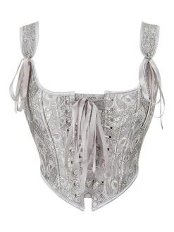 Women's Shapewear Flower Corsets Party Christmas Wedding Party Cotton Blend Breathable Straps Sleeveless Backless Summer Spring Black White -Ladies Pajamas Store iqiofo1697170351311