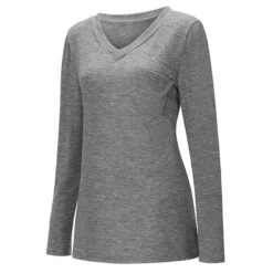 Women's Plus Size Loungewear Top Nighty Pure Color Basic Simple Comfort Home Daily Cotton V Wire Long Sleeve Pocket Spring Fall White Black -Ladies Pajamas Store iqntqd1663062321487