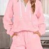 Women's Loungewear Sets Pure Color Sport Casual Comfort Home Street Daily Cotton Blend Breathable Hoodie Long Sleeve Hoodie Shorts Pocket Fall Winter Black Pink 1 Women's Loungewear Sets Pure Color Sport Casual Comfort Home Street Daily Cotton Blend Breathable Hoodie Long Sleeve Hoodie Shorts Pocket Fall Winter Black Pink -Ladies Pajamas Store irbzym1691547234462
