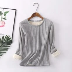 Thermal Shirts For Women Warm Long Sleeve Winter Fleece Tops Pure Color Thermal Undershirt For Women -Ladies Pajamas Store iwhhny1663752937263