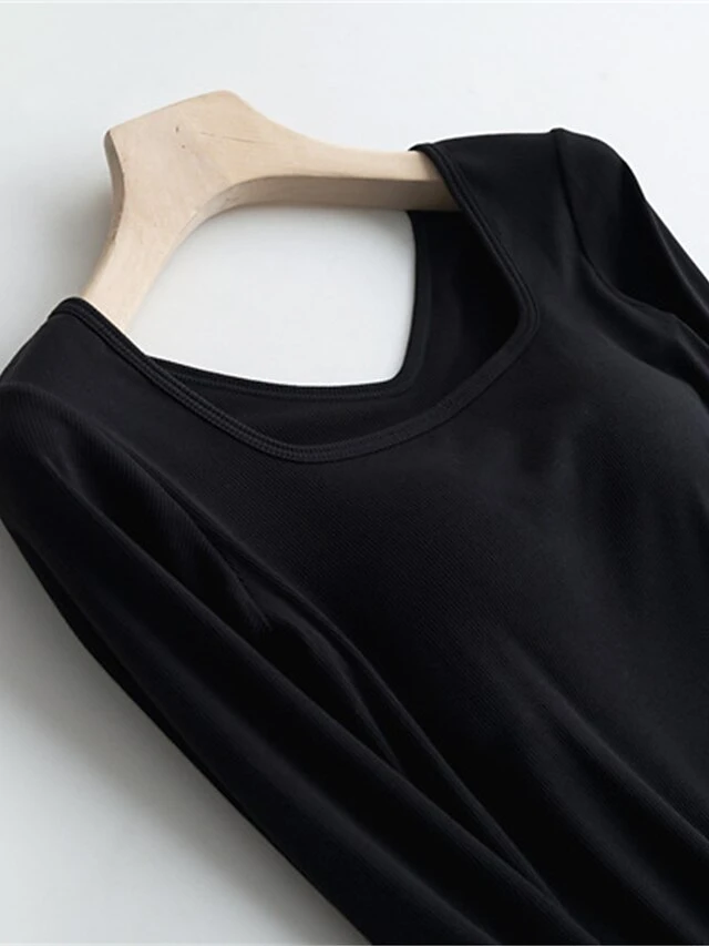 Women's Square Neck Pajama Top With Chest Pads Loungewear Top Pure Color Fashion Casual Comfort Home Street Daily Polyester Breathable Square Neck Long Sleeve Fall Winter Black White Yellow 18 Women's Square Neck Pajama Top With Chest Pads Loungewear Top Pure Color Fashion Casual Comfort Home Street Daily Polyester Breathable Square Neck Long Sleeve Fall Winter Black White Yellow - Image 16