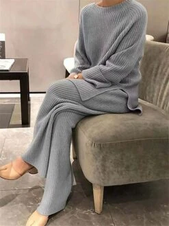 Women's Pajamas Sets Pure Color Fashion Casual Soft Home Daily Bed Knit Breathable Crew Neck Long Sleeve Pant Fall Winter Black Blue 22 Women's Pajamas Sets Pure Color Fashion Casual Soft Home Daily Bed Knit Breathable Crew Neck Long Sleeve Pant Fall Winter Black Blue -Ladies Pajamas Store jekvnu1697793743868