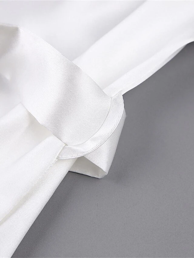 Women's Pajamas Bathrobe Robes Gown Pure Color Fashion Casual Comfort Home Daily Bed Satin Breathable V Wire Long Sleeve Feather Summer Fall White 12 Women's Pajamas Bathrobe Robes Gown Pure Color Fashion Casual Comfort Home Daily Bed Satin Breathable V Wire Long Sleeve Feather Summer Fall White - Image 10