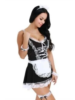 Women's Uniforms & Cheongsams Sexy Lingerie Costumes 4 Pieces Patchwork Sexy Uniforms Home Going Out Spandex Straps Lace Spring Summer Black -Ladies Pajamas Store jlknwh1637130638337