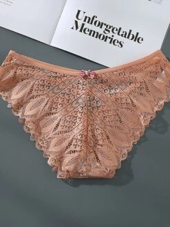 Women's Sexy Panties Brief Underwear 1pc / Pack Underwear Sexy Criss Cross Bow Hole Lace Nylon Mid Waist Sexy Black Khaki Red S M L -Ladies Pajamas Store jltbev1660292190914