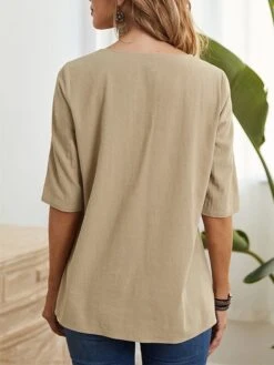 Women's Loungewear Top Pure Color Fashion Comfort Soft Street Daily Date Cotton Breathable Crew Neck Half Sleeve Summer Spring White Yellow -Ladies Pajamas Store jmfopl1681882103851