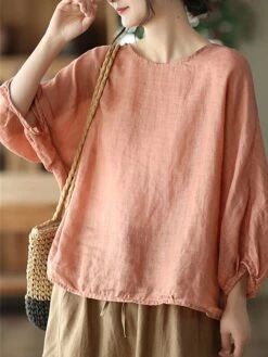 Women's Plus Size Loungewear Top Pure Color Simple Casual Comfort Home Daily Vacation Linen Breathable Crew Neck Long Sleeve Shirt Summer Spring Black Purple 27 Women's Plus Size Loungewear Top Pure Color Simple Casual Comfort Home Daily Vacation Linen Breathable Crew Neck Long Sleeve Shirt Summer Spring Black Purple -Ladies Pajamas Store jmsqri1681275711919