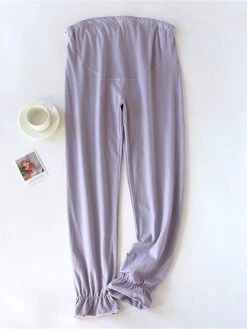 Women's Pajamas Pants Pure Color Simple Casual Comfort Home Daily Bed Cotton Breathable Pant Elastic Waist Fall Winter Pine Green - Loose Feet Honey Pink - Loose Feet -Ladies Pajamas Store jmueny1695798636848