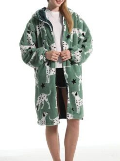 Women's Robe Dog Plush Casual Comfort Home Daily Bed Flannel Warm Breathable Hoodie Long Sleeve Pocket Fall Winter Green 13 Women's Robe Dog Plush Casual Comfort Home Daily Bed Flannel Warm Breathable Hoodie Long Sleeve Pocket Fall Winter Green -Ladies Pajamas Store jqgwye1695373703597