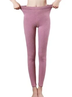 Women's Thermal Pants Pure Color Warm Fashion Simple Home Daily Bed Polyester Warm Breathable Long Pant Pant Elastic Waist Fall Winter Pink Camel