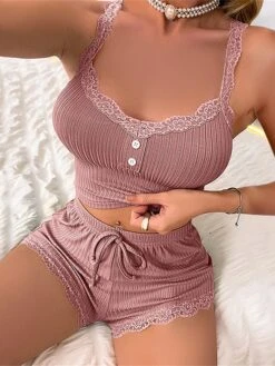 Women's Lace Loungewear Sets Camisole And Shorts Pajamas Sets2 Pcs Pure Color Fashion Soft Sweet Home Daily Bed Polyester Breathable Elastic Waist Summer Spring Black Light Green 24 Women's Lace Loungewear Sets Camisole And Shorts Pajamas Sets2 Pcs Pure Color Fashion Soft Sweet Home Daily Bed Polyester Breathable Elastic Waist Summer Spring Black Light Green -Ladies Pajamas Store jupqam1688024444155