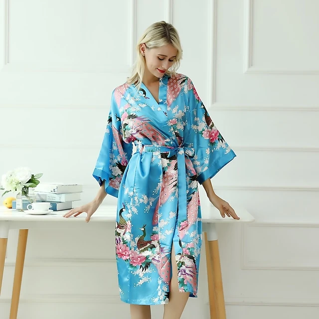 Women's Robes Gown Bathrobes Pure Color Simple Comfort Home Party Wedding Party Spandex Gift Long Sleeve Belt Included Spring Summer Navy Blue 11 Women's Robes Gown Bathrobes Pure Color Simple Comfort Home Party Wedding Party Spandex Gift Long Sleeve Belt Included Spring Summer Navy Blue - Image 9