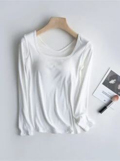 Women's Square Neck Pajama Top With Chest Pads Loungewear Top Pure Color Fashion Casual Comfort Home Street Daily Polyester Breathable Square Neck Long Sleeve Fall Winter Black White Yellow 28 Women's Square Neck Pajama Top With Chest Pads Loungewear Top Pure Color Fashion Casual Comfort Home Street Daily Polyester Breathable Square Neck Long Sleeve Fall Winter Black White Yellow -Ladies Pajamas Store kaiavk1697699918331