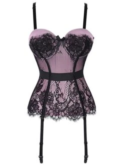 Women's Gartered Lingerie Sexy Lingerie Teddies & Bodysuits 1 Set Flower Sexy Uniforms Casual Bed Valentine's Day Polyester V Wire Sleeveless Lace Bow Fall Summer Purple Red / Buckle / Buckle -Ladies Pajamas Store kdatnr1629119058591