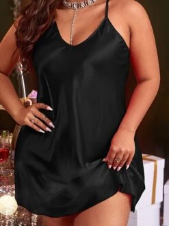 Women's Plus Size Pajamas Nightgown Nightshirt Dress Pure Color Casual Comfort Sweet Home Daily Bed Polyester Breathable Straps Sleeveless Dress Backless Spring Summer Black Pink -Ladies Pajamas Store kgjxoq1676446184646