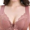 Women's Lace Bras Fixed Straps Sheer Bras Full Coverage V Neck Breathable Lace Pure Color Front Closure Date Casual Daily Nylon Sexy 1PC Black Gray / Bras & Bralettes / 1 PC