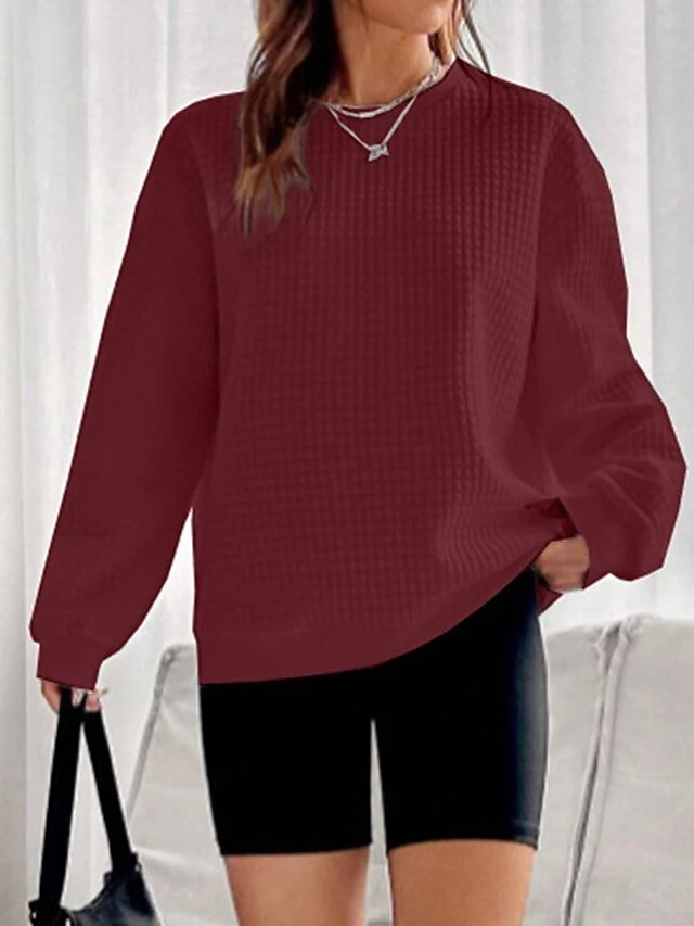 Women's Loungewear Top Pure Color Casual Comfort Soft Home Street Daily Polyester Breathable Crew Neck Long Sleeve Fall Winter Claret Black 15 Women's Loungewear Top Pure Color Casual Comfort Soft Home Street Daily Polyester Breathable Crew Neck Long Sleeve Fall Winter Claret Black - Image 13