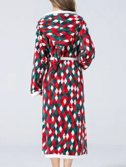Women's Christmas Robes Gown Bathrobes Pjs Grid / Plaid Comfort Home Xmas Cotton Hoodie Long Sleeve Pocket Hoodie Winter Fall Red / Flannel -Ladies Pajamas Store klestw1662541438500