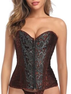 Women's Corsets Halloween Waist Trainer Body Shaper Pure Color Fashion Retro Hot Party Carnival Polyester Breathable Bandeau Embroidery Adjustable Summer Spring Brown