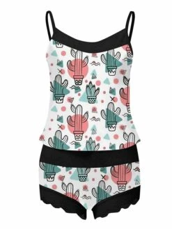 Women's Pajamas Pajama Top And Pant Sets Leopard Cat Hot Casual Soft Home Daily Bed Polyester Breathable Straps Sleeveless Strap Top Shorts Summer Spring Black White -Ladies Pajamas Store kmecay1678856763935