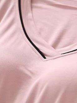 Women's Light Blue Pajamas Sets With Chest Pads Pure Color Simple Casual Comfort Home Daily Bed Modal Breathable Crew Neck Long Sleeve Chest Pads Fall Winter Lotus Pink Pink -Ladies Pajamas Store kouheu1697699923831