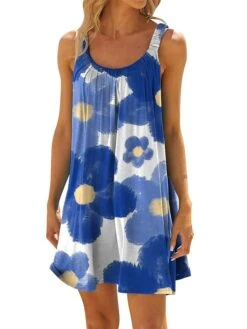 Women's Plus Size Loungewear Nightgown Nightshirt Dress Flower Casual Comfort Sweet Home Daily Going Out Polyester Breathable Straps Sleeveless Summer Spring Pink Royal Blue -Ladies Pajamas Store kpovda1678257372403