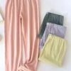 Women's Pajamas Pants Pure Color Simple Casual Comfort Home Daily Bed Cotton Breathable Pant Elastic Waist Fall Winter Pine Green - Loose Feet Honey Pink - Loose Feet -Ladies Pajamas Store kqtcnx1695798625403