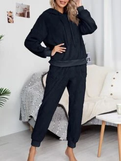 Women's Fleece Lounge Sets 2 Pieces Pure Color Fashion Casual Comfort Street Daily Date Polyester Warm Hoodie Long Sleeve Pant Fall Winter Pink Camel -Ladies Pajamas Store ksezuk1689845869466