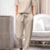 Women's Loungewear Sets Pure Color Fashion Simple Casual Street Date Airport Cotton And Linen Breathable Crew Neck Half Sleeve T Shirt Tee Pant Pocket Summer Spring Army Green Orange -Ladies Pajamas Store kttmvk1678873375863