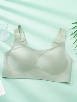 Women's Plus Size Bra Top Pure Color Simple Casual Comfort Home Street Bed Nylon Breathable Straps Sleeveless Summer Spring Iron Gray ArmyGreen -Ladies Pajamas Store kuhpow1694164420195