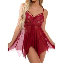 Women's Plus Size Sexy Bodies Sets 2 Pieces Pure Color Ultra Slim Hot Comfort Xmas Home Christmas Bed Lace Breathable Straps Sleeveless Backless Fall Winter Black Pink -Ladies Pajamas Store kumfel1694742400086