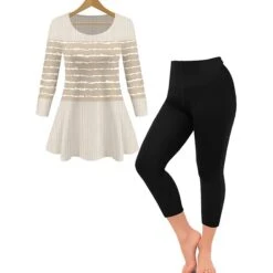 Women's Sets 2 Pieces Stripe Casual Comfort Home Daily Polyester Breathable Crew Neck Long Sleeve Pullover Pant Summer Spring Camel