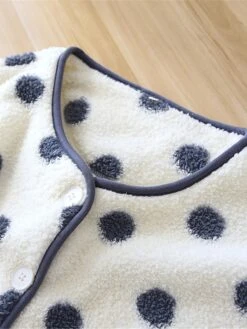 Women's Loungewear Sets Dot Fashion Comfort Soft Home Daily Bed Flannel Warm Breathable Crew Neck Long Sleeve Shirt Pant Button Pocket Fall Winter Black White -Ladies Pajamas Store kyfieb1692927371751