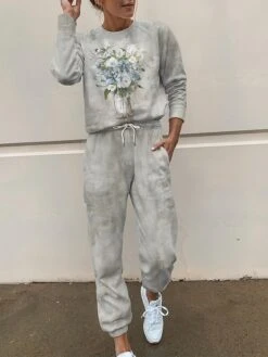 Women's Sweatsuit Tracksuits Sets Cat Dog Fashion Sport Simple Home Daily Polyester Crew Neck Long Sleeve Hoodie Spring Fall Black White -Ladies Pajamas Store kyrhyf1692861955183