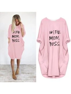 Women's Pajamas Loungewear Nightgown Sleepwear Letter Fashion Simple Basic Home Daily Mother's Day Polyester Pullover Summer Spring Claret Orange Red