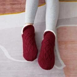 Women's 1 Pair Socks Slipper Socks Fashion Comfort Novelty Fleece Solid Colored Casual Daily Indoor Warm Winter Fall Black Blue Wine -Ladies Pajamas Store lbnbaa1664445562712