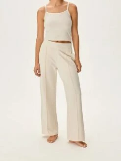 Women's Long Johns Pajama Pant Pure Color Warm Fashion Home Street Daily Cotton Comfort Pocket Elastic Waist Fall Winter Milky Black -Ladies Pajamas Store lcumxc1693379804513