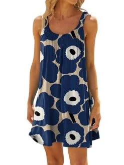 Women's Plus Size Loungewear Nightgown Nightshirt Dress Flower Casual Comfort Sweet Home Daily Going Out Polyester Breathable Straps Sleeveless Summer Spring Pink Royal Blue -Ladies Pajamas Store leqaug1678257371664