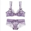 Women's Underwire Bras Padless 3/4 Cup Lace Pure Color Hook & Eye Polyester Sexy 1 Set Black Purple / Plus Size / Bra & Panty Set / Plus Size -Ladies Pajamas Store lfzvhj1562047211704