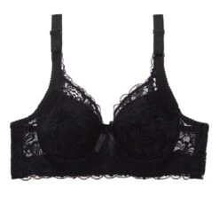 Women's Push Up Bras 3/4 Cup Lace Pure Color Hook & Eye Daily Wear POLY 1PC White Black / Plus Size / Plus Size -Ladies Pajamas Store lgtkxc1617265451817