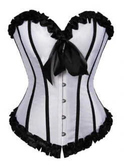 Corset Women's Corsets Halloween Wedding Party Party & Evening Club Black White Pink Comfortable Overbust Corset Hook & Eye Lace Up Backless Tummy Control Push Up Stripe All Seasons
