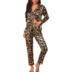 Women's Pajamas Sets Pjs 2 Pieces Flower Simple Hot Comfort Party Home Daily Satin Lapel Long Sleeve Shirt Pant Elastic Waist Fall Spring 6003 6020 -Ladies Pajamas Store lhrpbx1640245748824