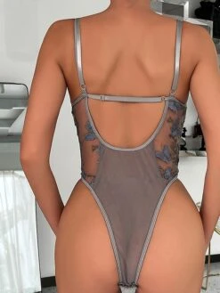 Women's Bodysuits Teddies & Bodysuits Butterfly Fashion Retro Hot Party Halloween Carnival Polyester Breathable Straps Sleeveless Embroidery Summer Spring White Pink -Ladies Pajamas Store libasm1691392664369