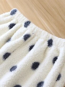 Women's Loungewear Sets Dot Fashion Comfort Soft Home Daily Bed Flannel Warm Breathable Crew Neck Long Sleeve Shirt Pant Button Pocket Fall Winter Black White -Ladies Pajamas Store lieqym1692927379127