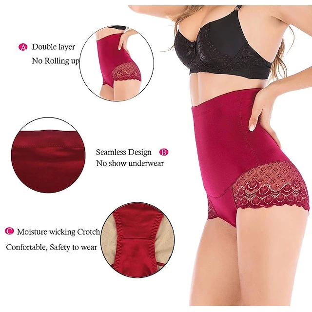 Corset Women's Control Panties Shapewears Office Running Gym Yoga Plus Size Maroon Almond Black Sport Breathable Seamed Lace Up Tummy Control Push Up Solid Color Lace Summer Spring 5 Corset Women's Control Panties Shapewears Office Running Gym Yoga Plus Size Maroon Almond Black Sport Breathable Seamed Lace Up Tummy Control Push Up Solid Color Lace Summer Spring - Image 3