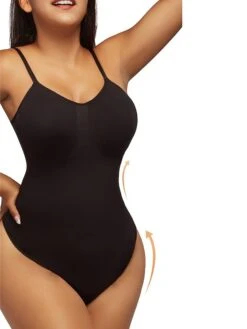Women's Plus Size Bodysuits Body Shaper Pure Color Fashion Hot Vacation Gyms Nylon Breathable Straps Sleeveless Backless Summer Spring Black Long Black Briefs -Ladies Pajamas Store ljtgsv1694417575943