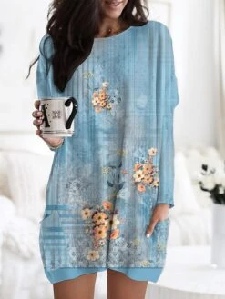 Women's Nightgown Flower Fashion Comfort Home Daily Polyester Crew Neck Long Sleeve Pocket Fall Winter Light Pink Blue 6 Women's Nightgown Flower Fashion Comfort Home Daily Polyester Crew Neck Long Sleeve Pocket Fall Winter Light Pink Blue -Ladies Pajamas Store lkdeoj1693899653245