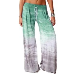 Women's Plus Size Pajamas Pants Nighty Pjs Tie Dye Comfort Party Home Daily Cotton Gift Long Pant Spring Summer Color Blue Green / Lace Up / Elastic Waistband -Ladies Pajamas Store lkifrf1622553701352